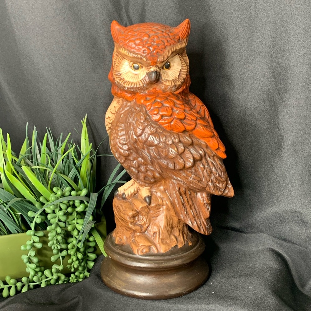 Vintage 1973 Hand painted ceramic owl